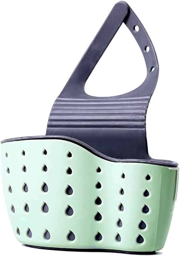 YYaaloa Sink Basket Strainers, Corner Sponge Caddy for Kitchen Sink Storage Holder (Style 2 - Sage Green and Gray)