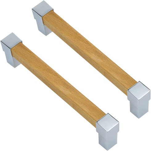 IBOWZ Kitchen Cupboard Handle 2 Pieces Drawer Handle Solid Wood Handles Base Made