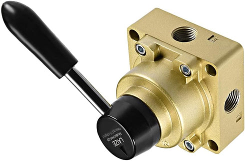 uxcell Rotary Lever Hand Valve, HV-03 G3/8 Female, 3 Position 4 Ways Air Flow Control