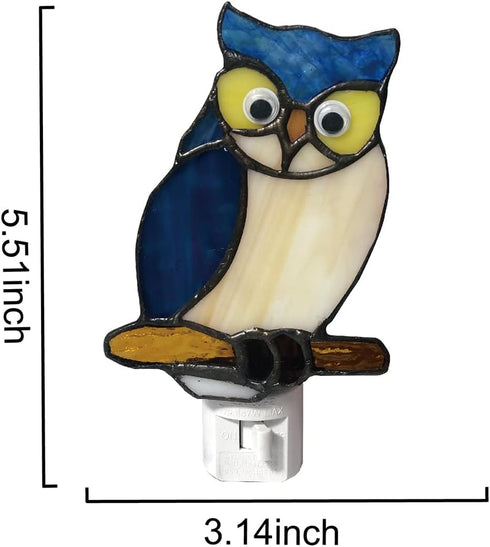 Wall.DYM9008 Stained Glass owl Night Light,studyroom Night LightSuitable for Living RoomCorridorBedroom.Plug into