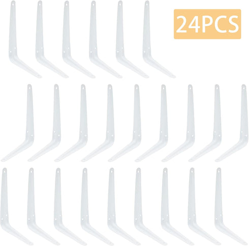 Mormchlots 24Pcs 8 6 Inch x White Shelf Brackets, Heavy-Duty Metal Steel Corner L Brackets for Shelves Shelf