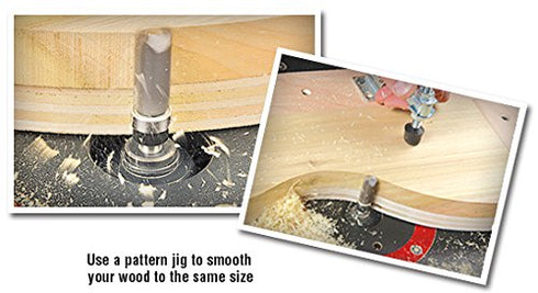 Amana Tool 45460-3US Carbide Tipped Flush Trim Plunge Template Up Shear Angle 1/2 D x 1 Inch CH x 1/4 SHK Router Bit