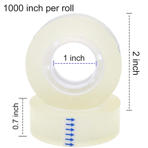OWLKELA 12 Rolls Transparent Tape Refills, All-Purpose Clear Glossy Tape for Office, Home & School