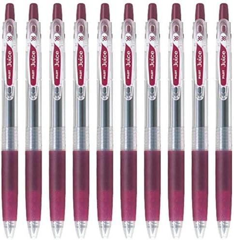 Pilot Juice 0.38mm Gel Ink Ballpoint Pen, Dark Red Ink, Value Set of 10