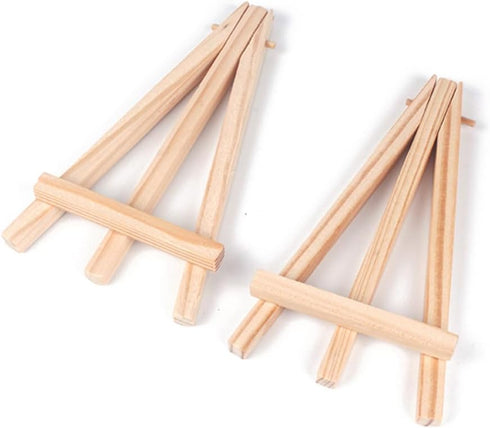 Tofficu 10pcs Wooden Art Easel Tabletop Mini Easel Stand for Home Decoration, Lock and Key Charms, Bamboo Pine