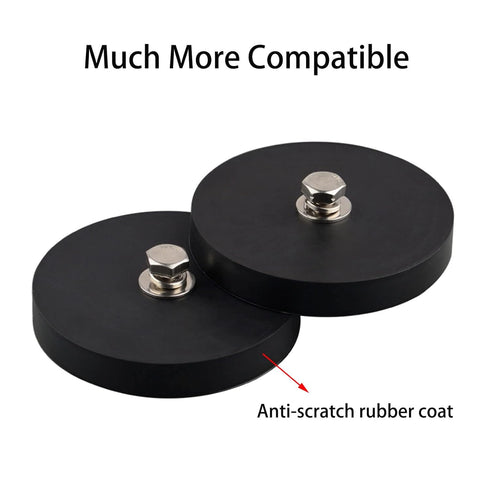 MUTUACTOR 62LB Anti-Scratch Neodymium Rubber Coated Magnet with M6 Female Thread, Strong Mounting Magnet for Tools