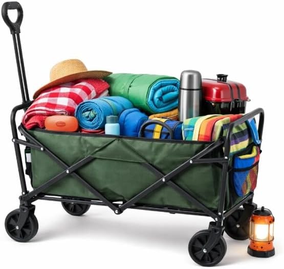 Generic Foldable Utility Wagon Cart with Wheels Heavy Duty | Collapsible Grocery Wagon