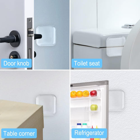 Transparent Square Door Stopper Wall Protector Set - 6-Piece Soft Rubber Bumpers with Strong Adhesive