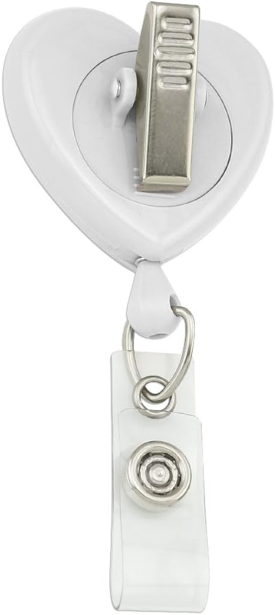 Rainbow Pride Gay Lesbian Heart Lanyard, Retractable Reel Badge ID Card Holder - White