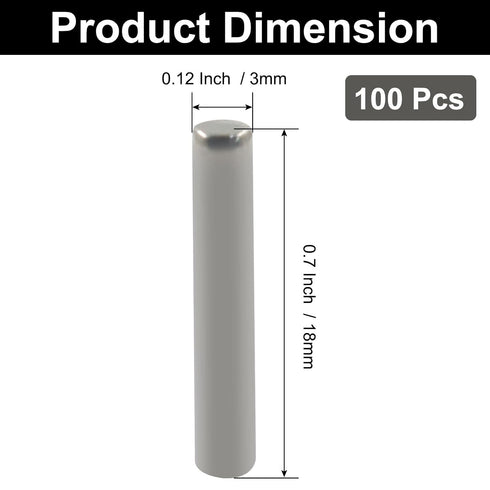 ISDVBUY 100Pcs 304 M3 18mm Closet Stainless Steel Dowel Pins x Shelf Support Pin Metal Rod Bearings for Bookshelf