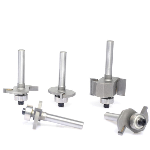 5Pcs Set,1/4" 1/8",5/32",3/16",1/4" 5/8",3/8" T Slot Router Bit Shank,Cutting Height and Deep T Trark Bit