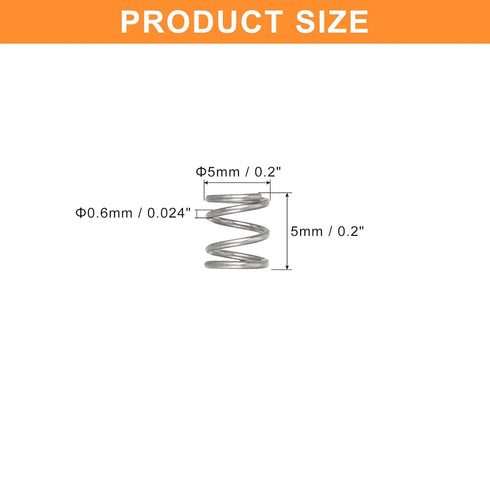 uxcell 5Pcs Compression Spring, Wire Diameter 0.024", 304 Stainless Steel Coil Mechanical Spring, Silver
