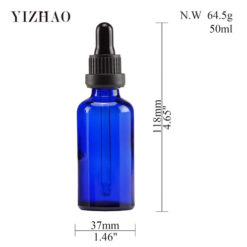 YIZHAO 2oz Blue Glass Dropper Bottles with Glass Dropper, Tincture Bottles for Essential Oils, Aromatherapy, Pack of 12