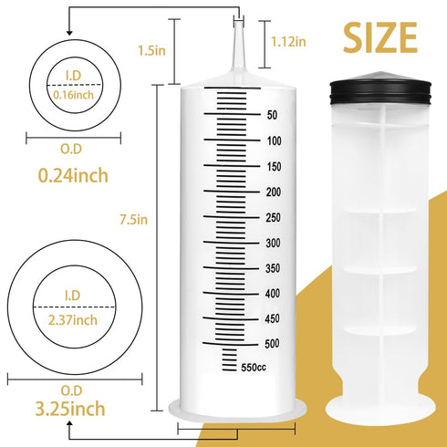 500ml Large Syringe with 27.6 Inch Tube and Blunt Needle, Sterile Plastic Garden Syringe for Liquid, Paint