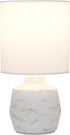 LT1171-OFF 13.78" Simple Designs Chic Glow Marble Inspired Concrete Table Lamp with Fabric Shade, for Bedroom, Office
