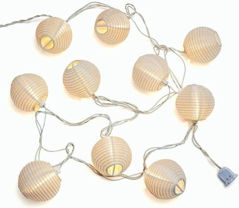 8.5Ft 10 White Lantern String Lights Plug in, Hanging Indoor Decorative String Lights with Cute White Nylon Lanterns