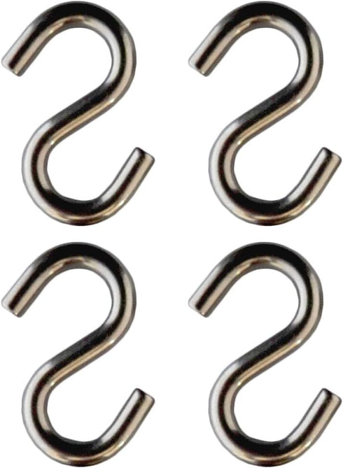 316 Marine Stainless Steel Heavy Duty S Hooks, 4 Pack for Hanging Plants, Hammock, Swing - 2.5 Inches Long