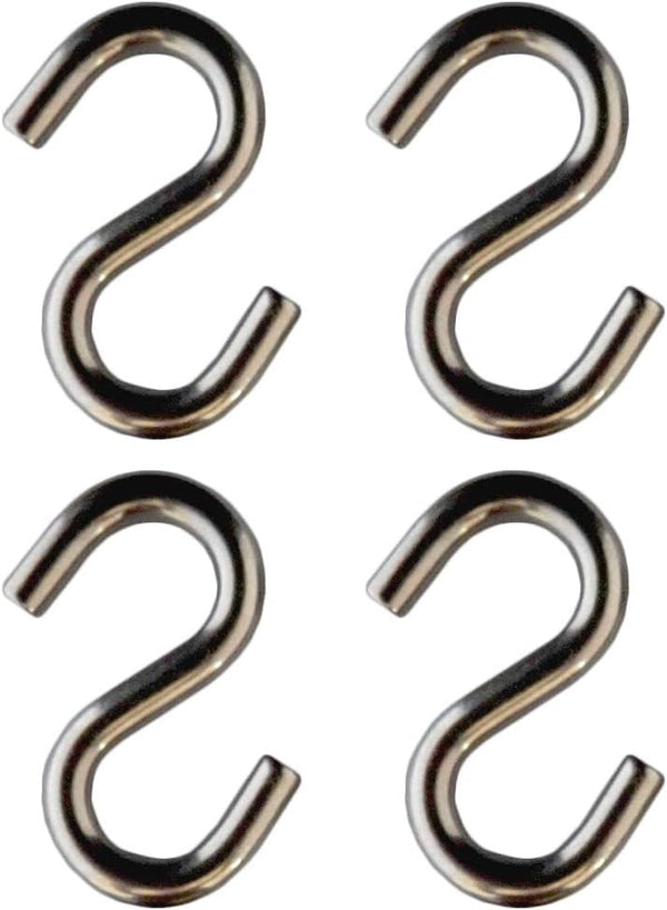 316 Marine Stainless Steel Heavy Duty S Hooks, 4 Pack for Hanging Plants, Hammock, Swing - 2.5 Inches Long