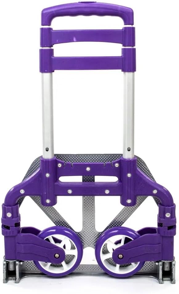 Portable Folding Hand Truck Dolly Cart, Purple Aluminum Alloy Luggage Trolley, 165