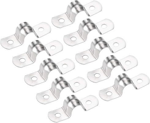 uxcell U Shaped Conduit Clamp Saddle Strap Tube Pipe Clip, Stainless Steel M10, 10Pcs