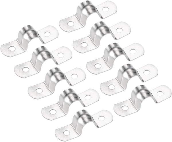 uxcell U Shaped Conduit Clamp Saddle Strap Tube Pipe Clip, Stainless Steel M10, 10Pcs