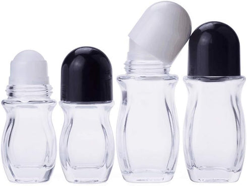 2 Pcs 50ml 1.69oz Clear Roller Bottle, Empty Glass Body with Plastic Roller