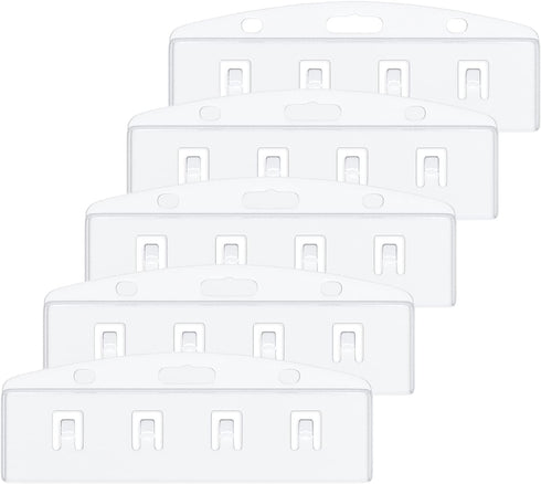 Pawfly 5 Pack Horizontal Half Card Badge Holders with Grippers, Hard Transparent Protectors for IDs and Credit Cards