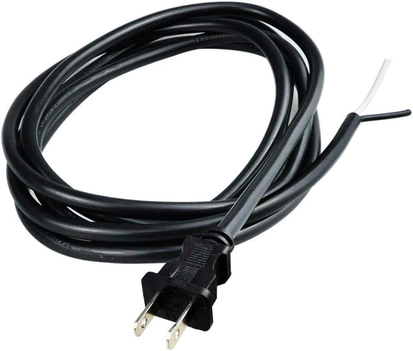 10ft Replacement Power Cord Pigtail Tool, 2 Prong Polarized 14 Gauge Heavy Duty 110V 115V 120V Supply Cable, NEMA 1-15