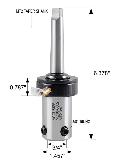 Accusize Industrial Tools Mt2 to 3/4 inch Weldon Shank with Coolant System for Drill-Use Annular Cutter