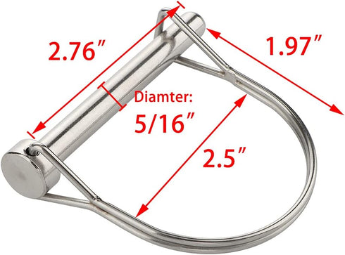 2 Pack Safety Coupler Pin, 5/16" x 2-3/4" Full Marine Grade 316 Stainless Steel Heavy Duty Locking Pin