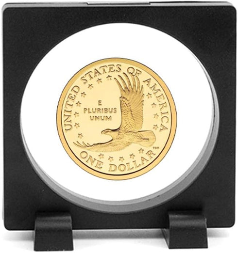 Medallion Challenge Coin Display Case Holder with Stand, Round Black Chip Presentation Box