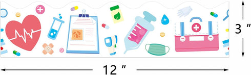 MADOO CITRUS 72 Feet Nurse Healthcare Workers Bulletin Board Borders for Nurse Day Party Decoration Doctor Appreciation