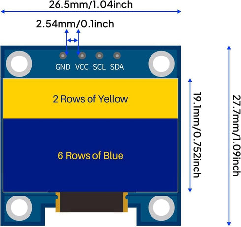 KEAcvise 3pcs 0.96 inch ssd1306 i2c OLED Display Screen Module - Compact self-Luminous mini LCD Screen for arduino