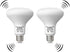 LUXON 9W BR30 Radar Motion Sensor Light Bulbs, Dusk to Dawn 90W Equivalent, Indoor Outdoor Auto On/Off E26 Base