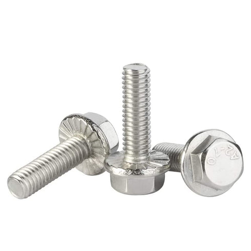 M6 x 25mm Flanged Hex Head Bolts, Stainless Steel A2, DIN 6921, 25 PCS