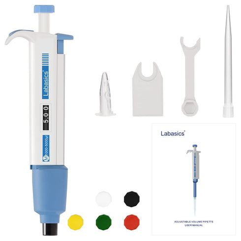 Single Channel Pipettor Controller, Adjustable Variable Volume Micropipette with Replaceable Tip Cone for Laboratory