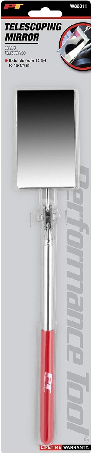 Performance Tool W86011 Telescoping Inspection Mirror, 2-Inch, Extends 12-3/4 to 19-1/4 Inch