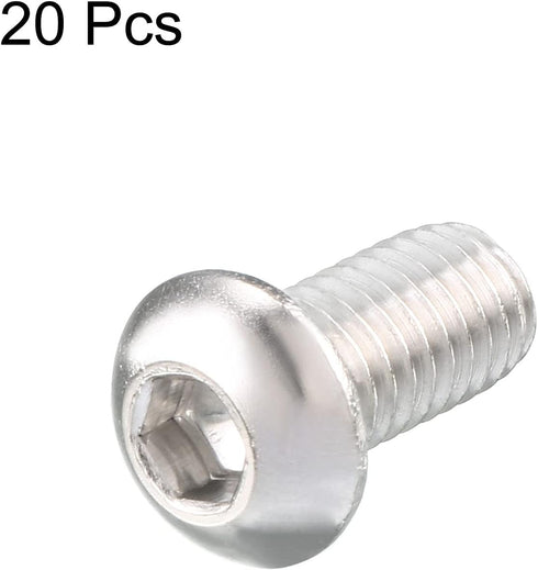 uxcell M6 x 12mm Stainless Steel Hex Socket Button Head Screws Bolts, 20 Pcs