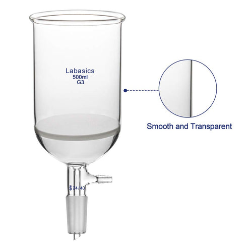 Borosilicate Glass Buchner Filtering Funnel with Fine Frit (G3), 95mm Inner Diameter, 120mm Depth, with 24/40 Standard