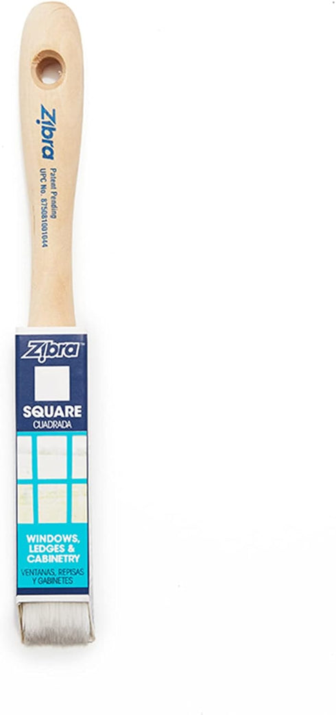Zibra Square Paint Brush, 1-inch, for Painting Murals, Details, Narrow Trim & Windows, Artist Brush
