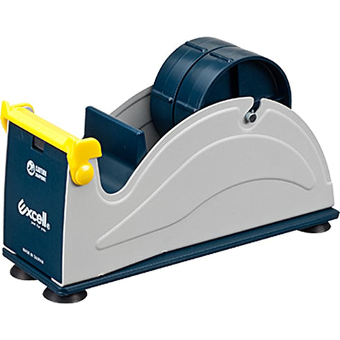 excell EX-17/3P Steel Desk Top Tape Dispenser, 3" Wide with Padded Foam Base, Blue/Grey