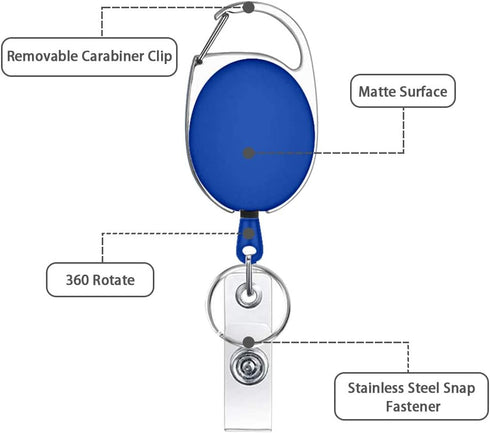 Viaky 12 Pack Retractable Badge Holders with Carabiner Reel Clips, Belt Clip, Key Ring for ID Cards, 6 Colors
