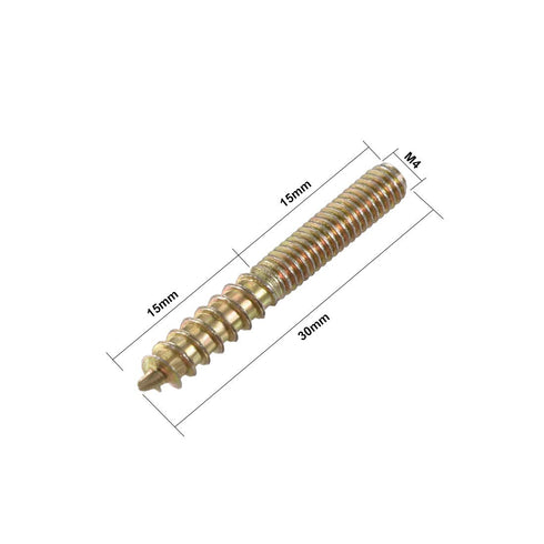 uxcell M4 Double Headed Hanger Bolts, 1-1/8" (30mm) Self-Tapping Screws for 4mm Wood Joint Furniture Legs, 20pcs