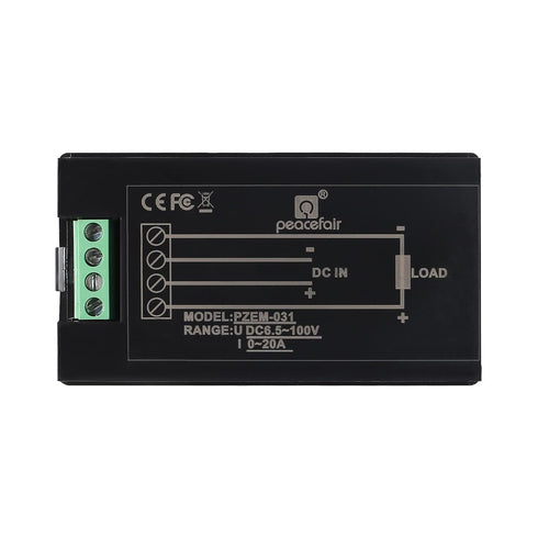 DC Current Voltage Meter with LCD Display, Digital Power Energy Meter DC 6.5-100V 0-20A (with Built-in Shunt)