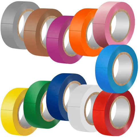 Electrical Tape Matte Rainbow 11 Colors Pack, 3/4-Inch by 30 Feet, Waterproof and Durable