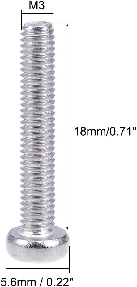 uxcell M3x18mm Machine Screws Pan Phillips Cross Head Screw 304 Stainless Steel Fasteners Bolts - 30 Pcs