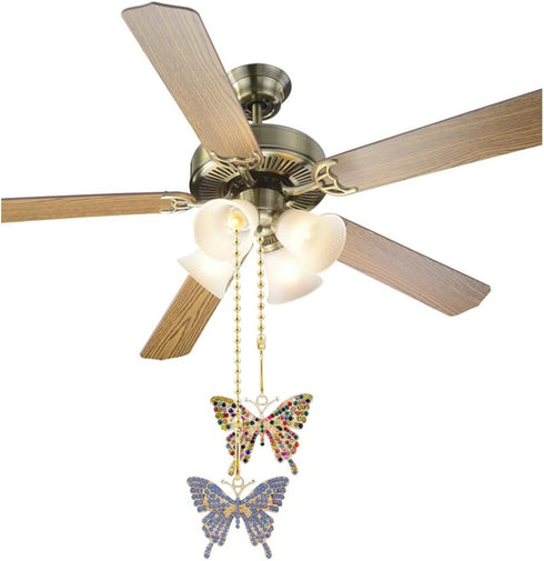 Ceiling Fan Extension Chain, Decorative Crystal Rhinestone Butterfly Ornaments Pendant, Light Lamp Chain Pull Extender