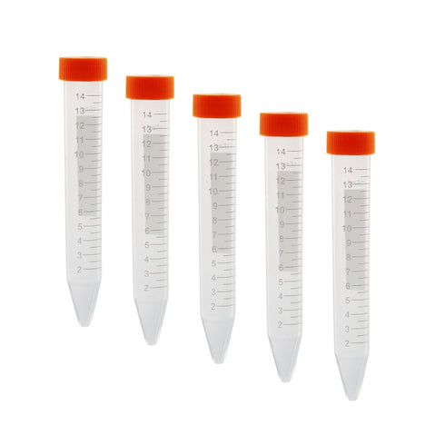 YOKIVE 10 Pack Plastic Centrifuge Tube, 15ml Laboratory Tube with Conical Bottom, Great for Molecular Biology (Orange)