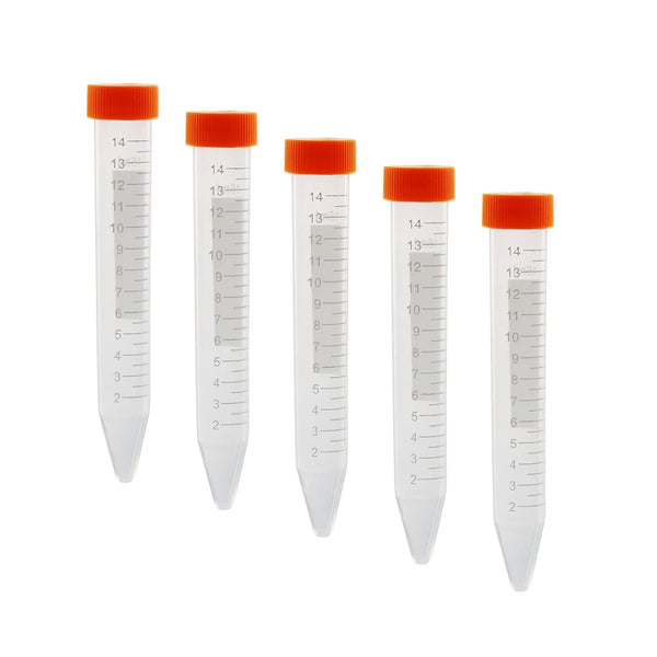 YOKIVE 10 Pack Plastic Centrifuge Tube, 15ml Laboratory Tube with Conical Bottom, Great for Molecular Biology (Orange)