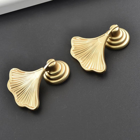 Generic Simple Ginkgo leaf furniture hardware drawer single hole handle shoe cabinet bedside table fan-shaped single